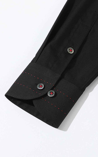 Custom Black Satin Dress Shirt - Tailored Fit Men's Formal