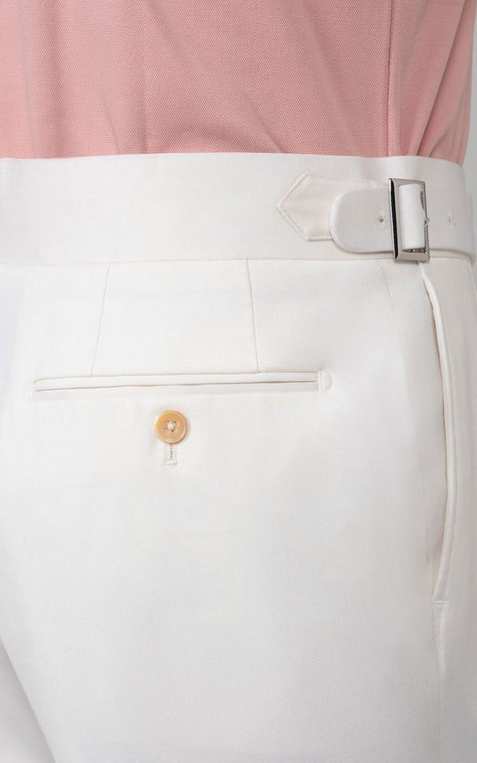 Creamy White Custom Pants Detail - Premium Wool Cashmere