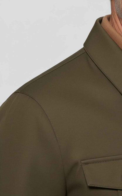 Tailored Green Utility Jacket Men Premium Casual Outerwear