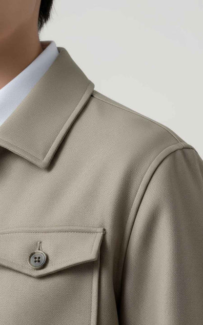 Men's Beige Custom Utility Jackets Casual Daily Outerwear