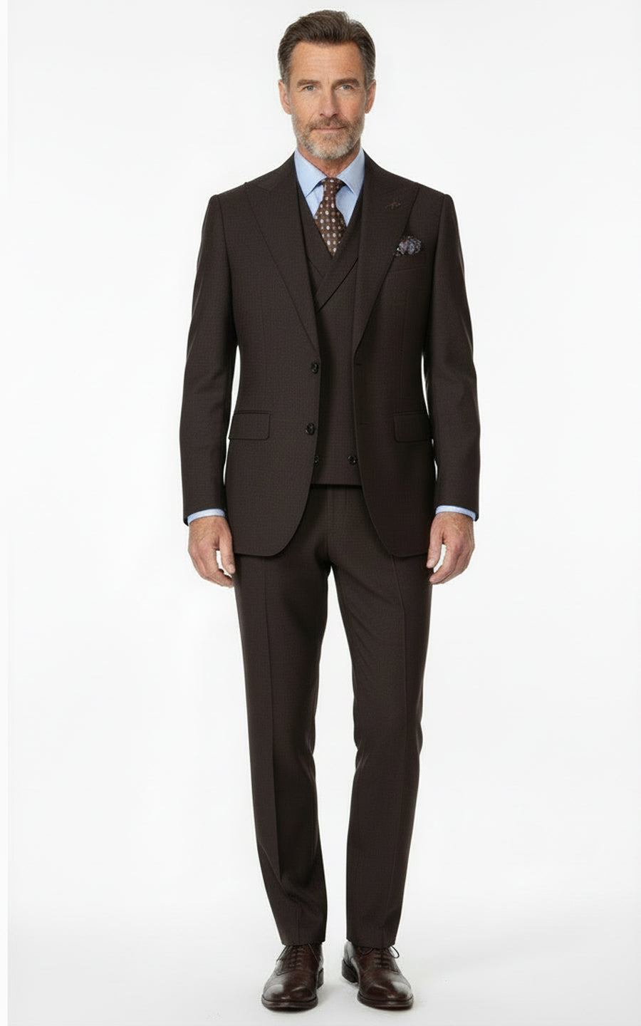 Mens Brown Custom Tailored Suit Set Business Formal