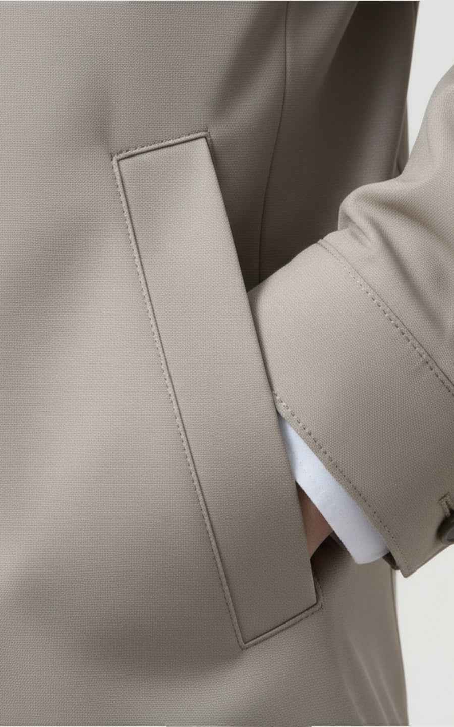 Custom Men's Beige Zip-Up Jacket Casual Coat