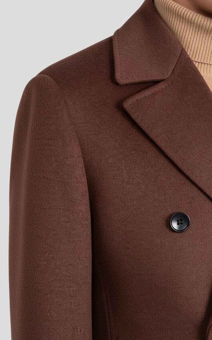 Autumn/Winter Men's Dark Camel Custom Double-Breasted Wool Coat