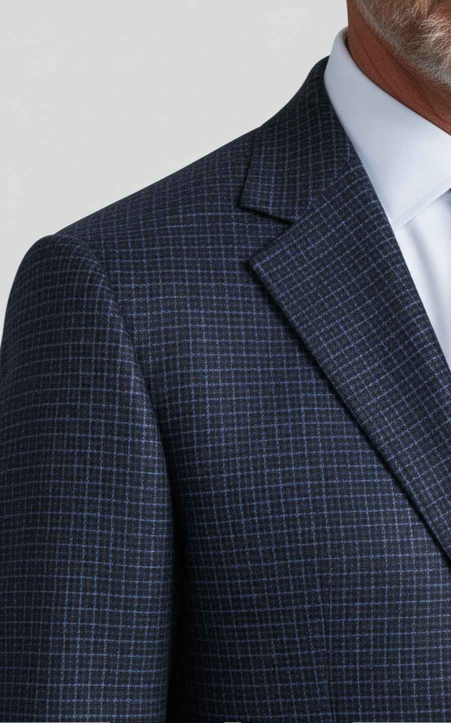 Men's Navy Blue Plaid Business Casual Custom-Made Suit Coat
