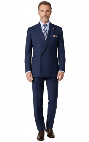 Custom Navy Plaid Suit Set Men Formal Business Tailored | WIAI Custom Suits - Main View