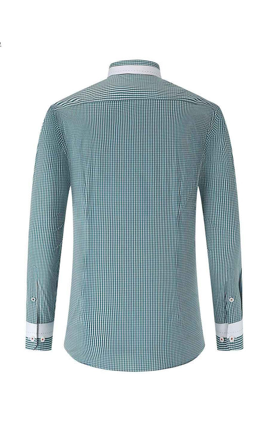 Men's casual shirt custom made Fashion green and white plaid