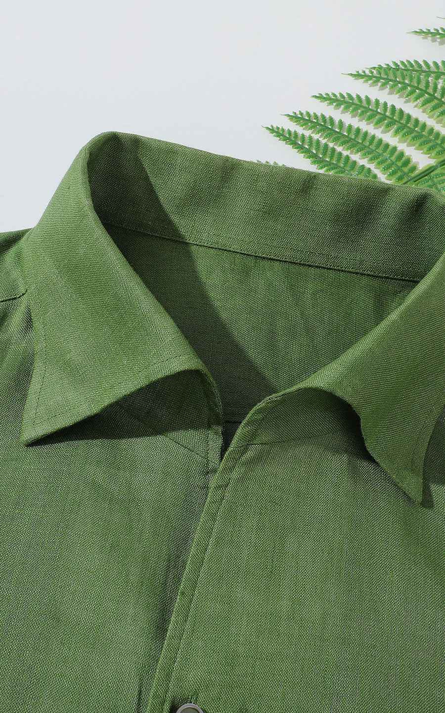 Men's Casual Shirts Forest Green Linen Casual Shirt - Custom Fit