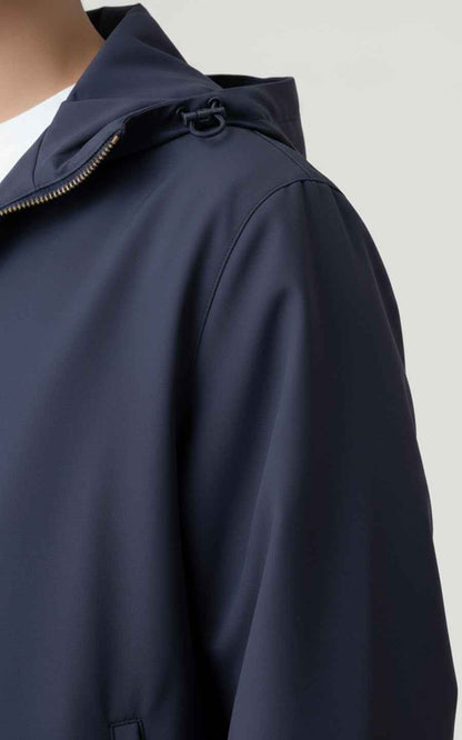 Custom-made casual men's navy blue hooded jacket