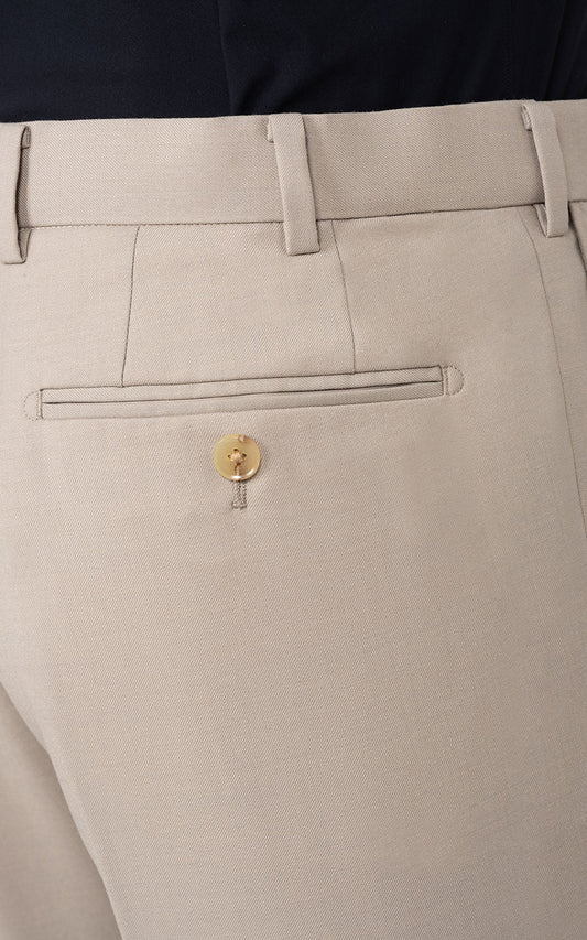 Beige Elastic Suit Pants Detail - Custom Tailored Fabric