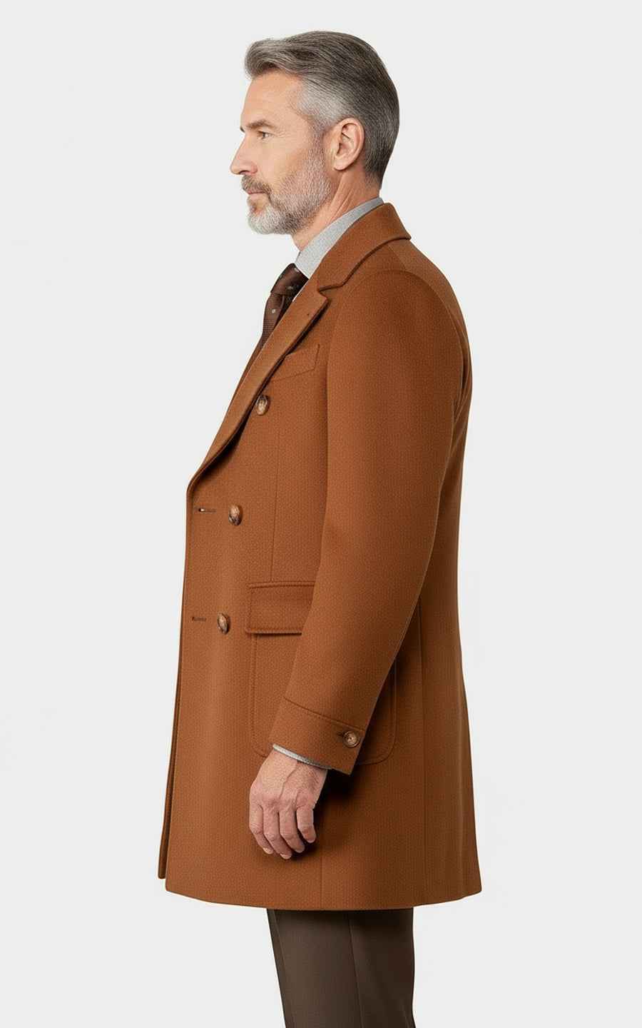 Deep Camel Double Breasted Men Overcoat Premium Wool Winter