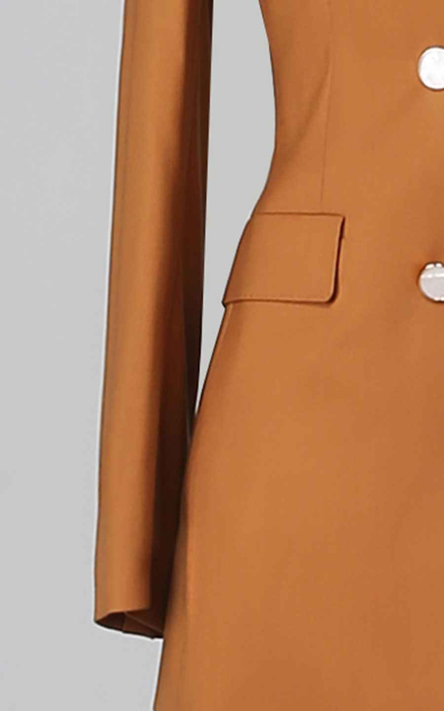Women's Camel Double Breasted Blazer Jacket