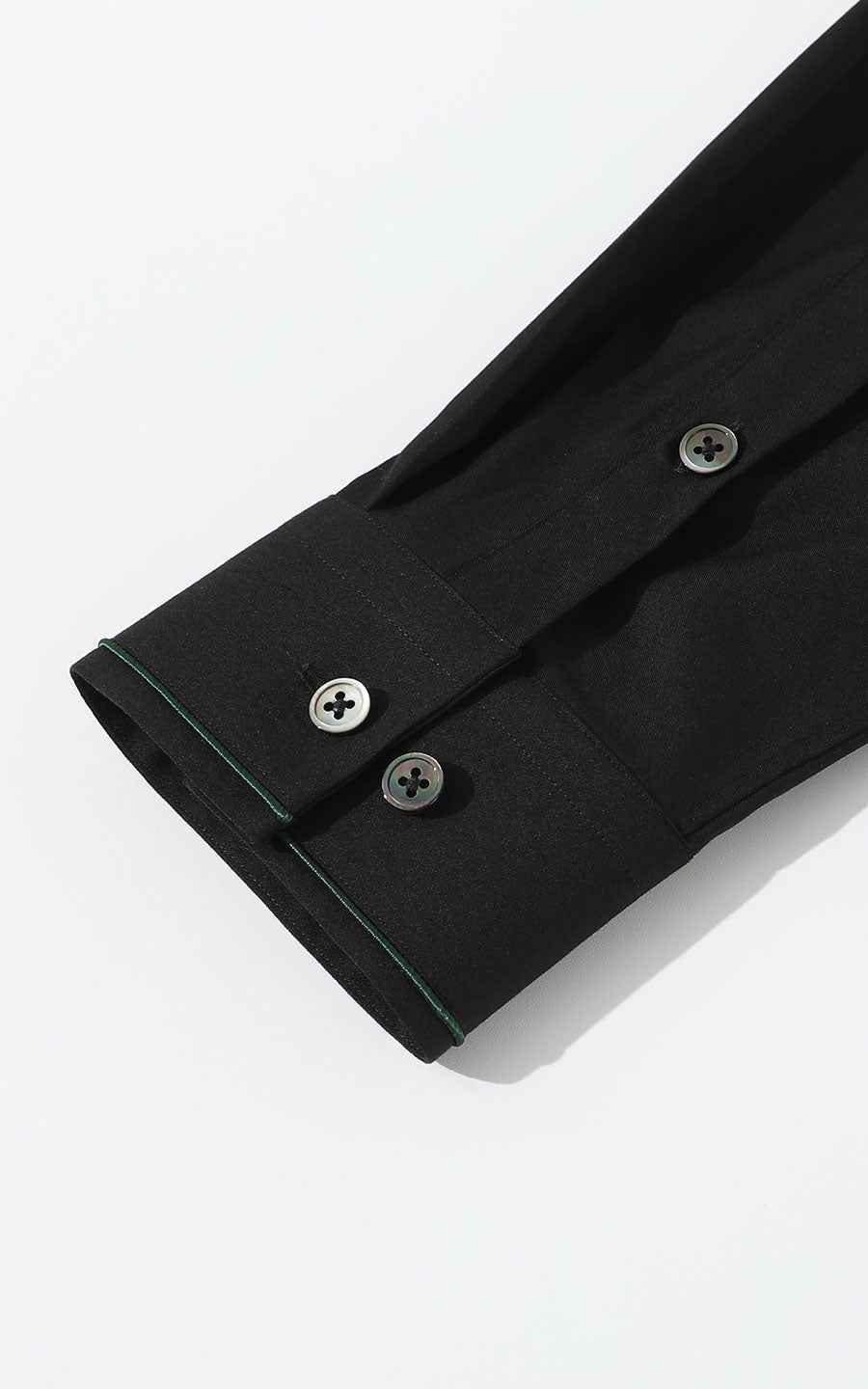 Custom Black Textured Shirt with Green Lines - Men's