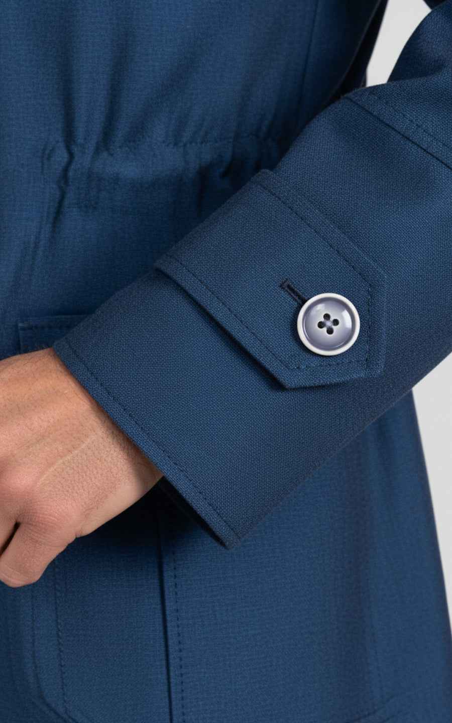 Men's Blue Custom Short Trench Casual Coat