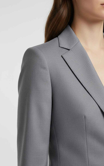 Women's Grey Single-Button Suit Set