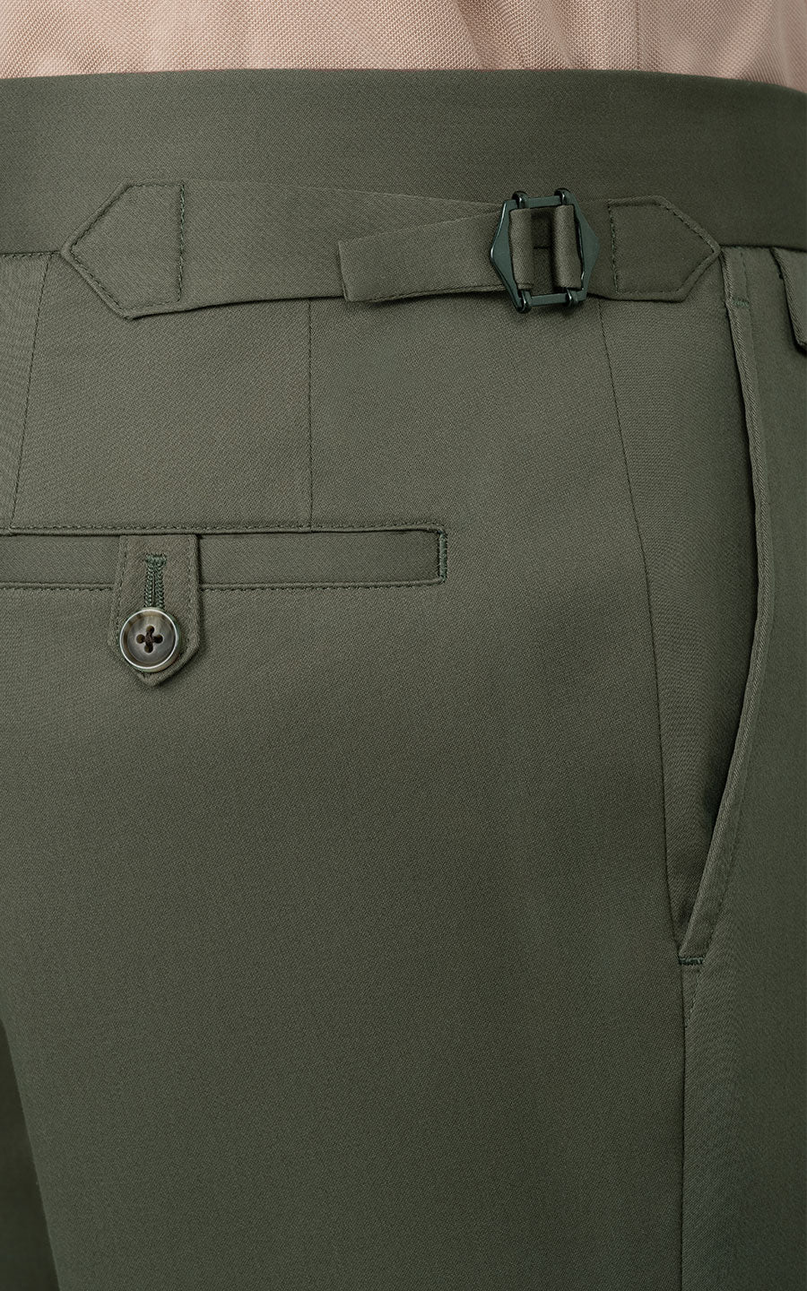 Forest Green Custom Suit Pants Detail - Premium Twill