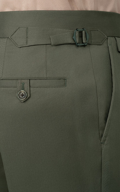 Forest Green Custom Suit Pants Detail - Premium Twill