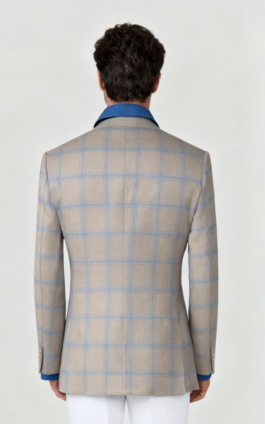 Light Khaki Pane Blazer - Custom Tailored Men's Jacket