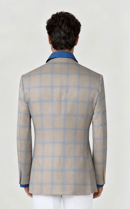 Light Khaki Pane Blazer - Custom Tailored Men's Jacket
