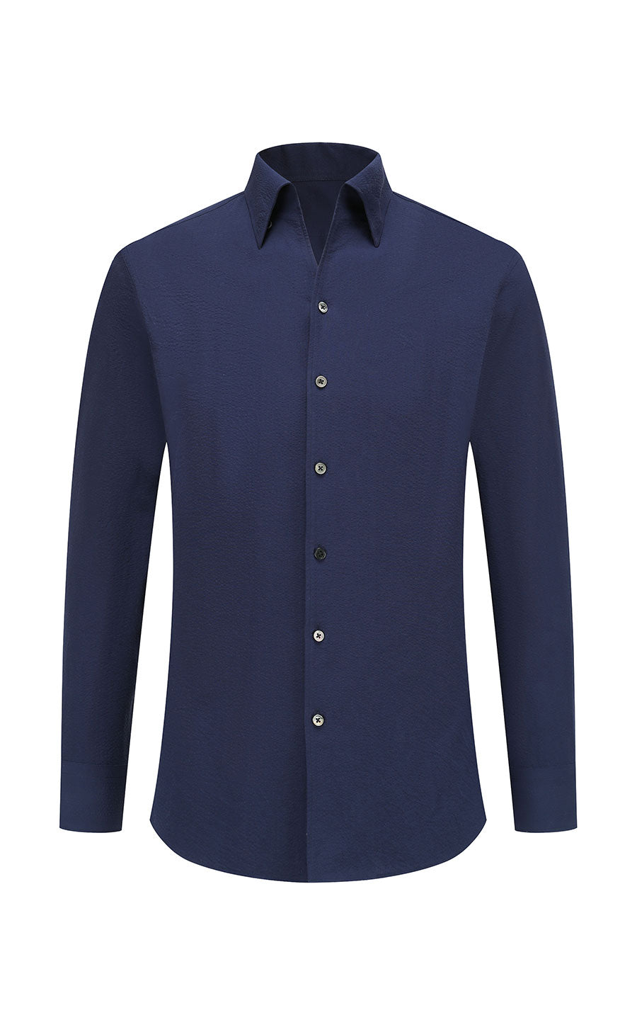 Premium Dark Blue Men's Tailored Dress Shirt - Executive