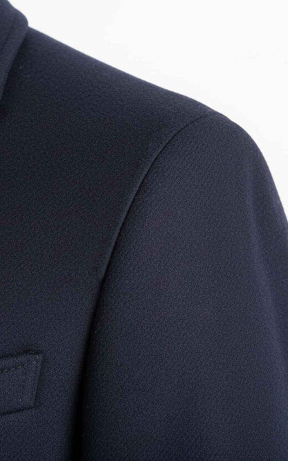 Men's Wool Overcoat Dark Blue Custom Business Wool Coat