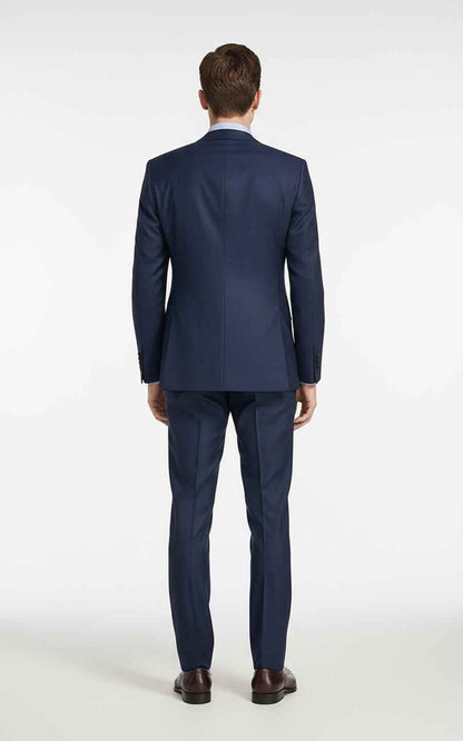 Formal business blue checkered men's custom suit set