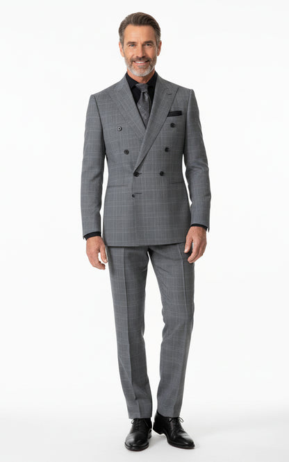 Dark Gray Checkered Custom Tailored Mens Bespoke Suit Set