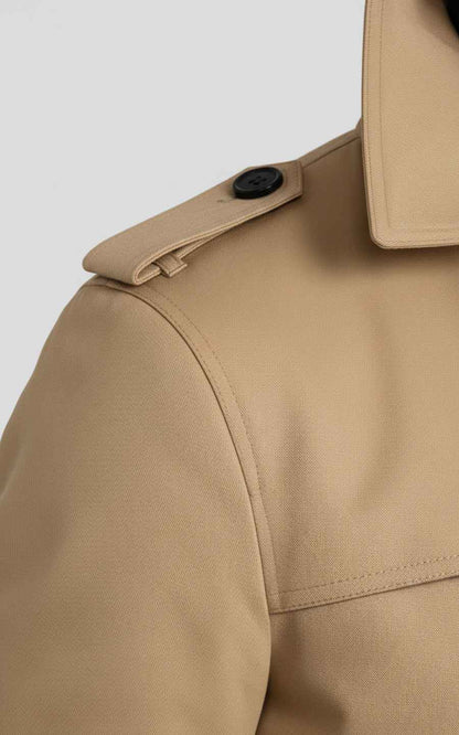 Men's Beige Double-Breasted Business Casual Custom Trench Coat