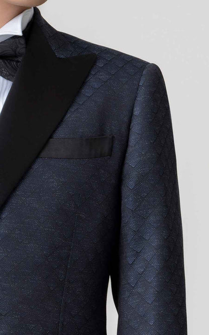 Mens Navy Blue Tuxedo Suit Double Breasted Wedding Coat