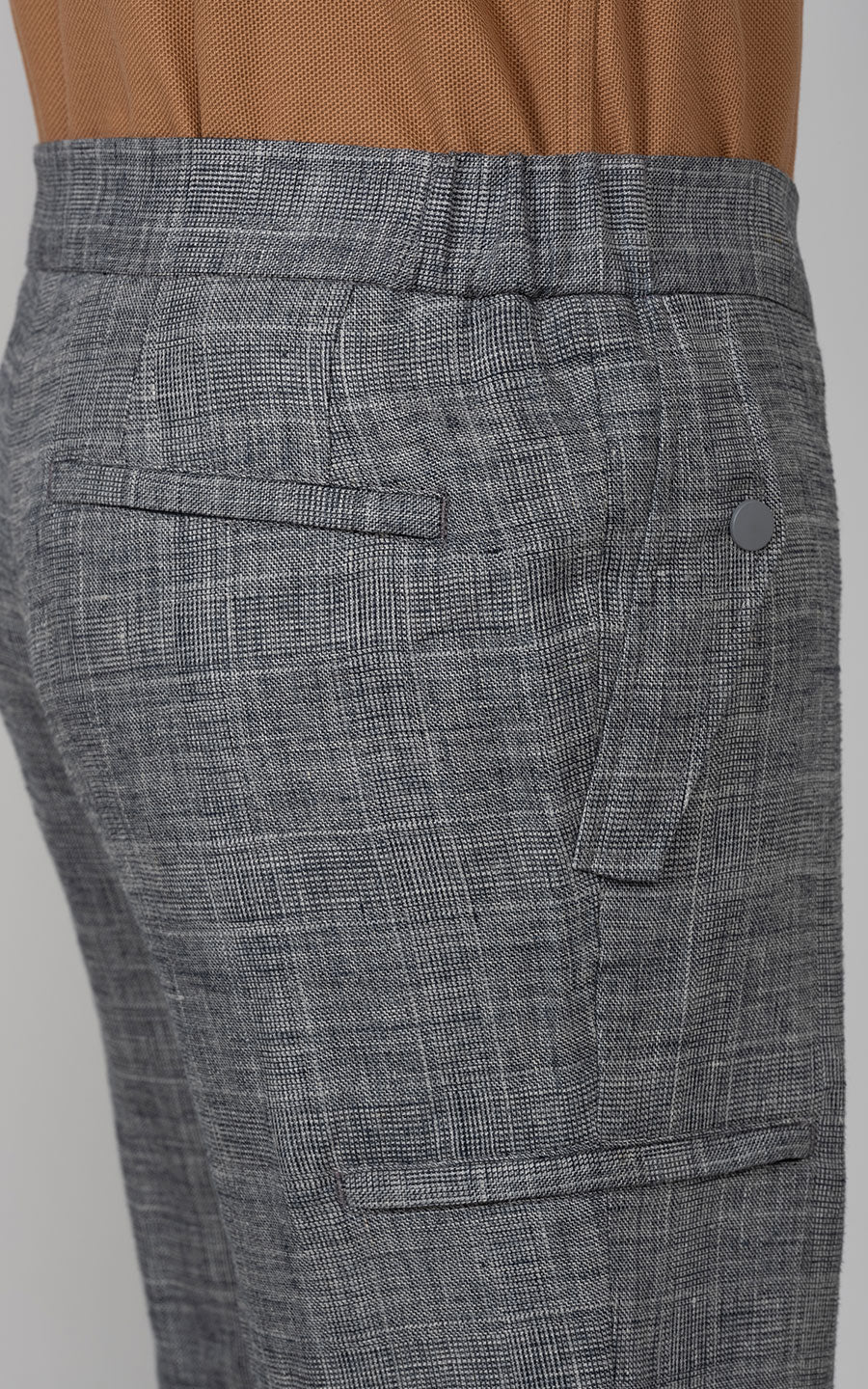 Carbon Neutral Grey Pants Detail - Custom Linen Fabric