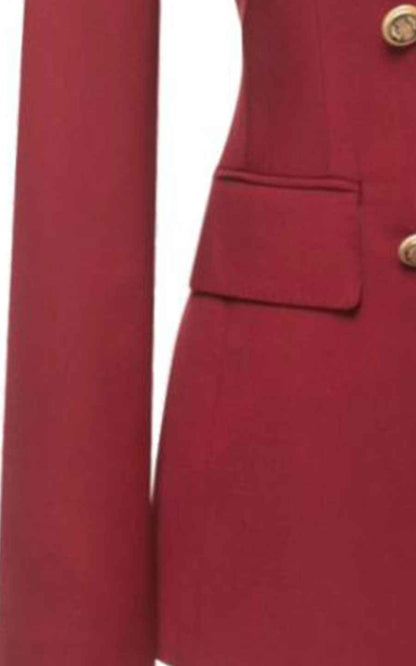 Burgundy Double-Breasted Blazer Women's Professional