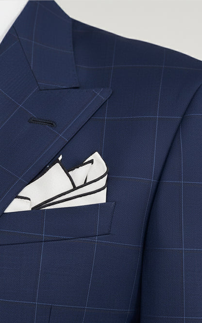 Tailored Navy Suit Set Men Double Breasted Business Formal