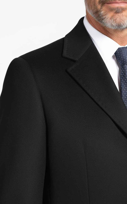 Custom Black Wool Blend Men's Casual Overcoat