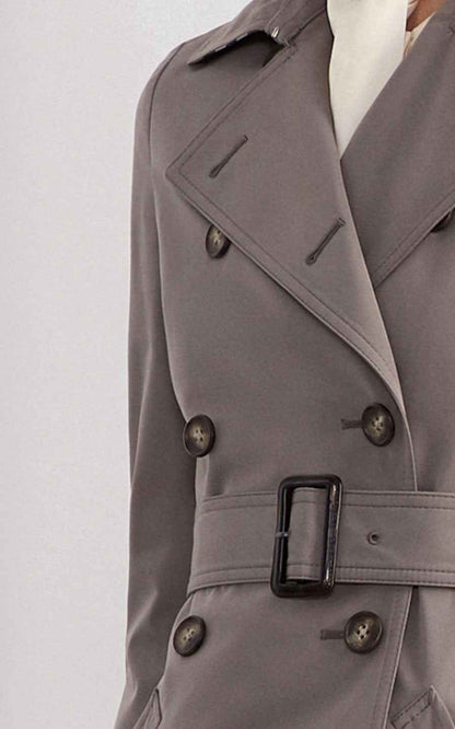 Classic Double-Breasted Trench Coat - Taupe