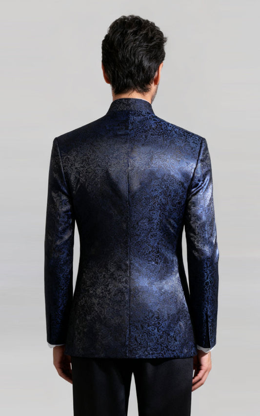 Custom Italian Suit Jacket - Chinese Button Jacquard