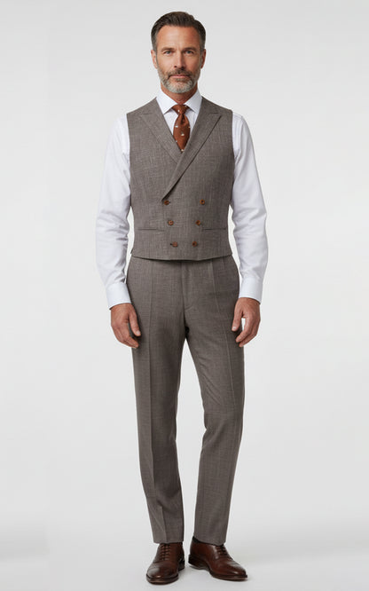 Wool Silk Linen Couture Vest Mens Business Formal Tailored