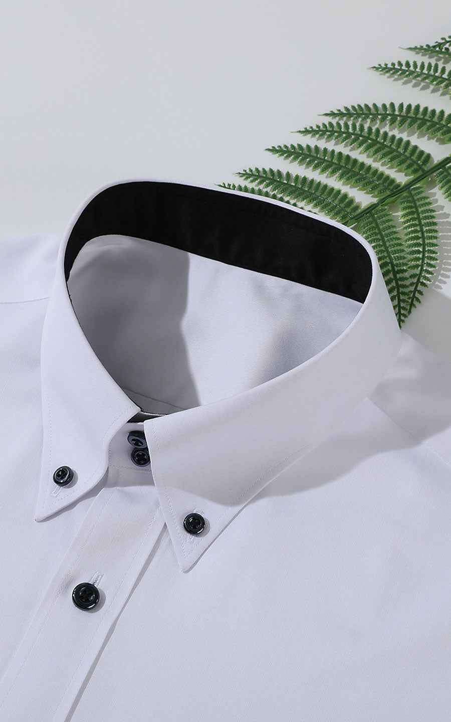 Custom White Dress Shirt - Black Buttons | Men's Tailored