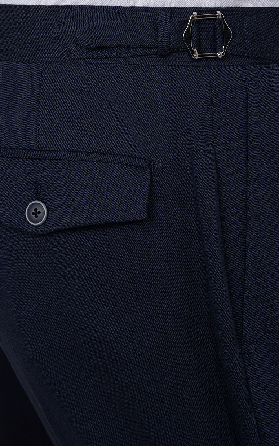 Custom Navy Flannel Pants Detail - Premium Fabric
