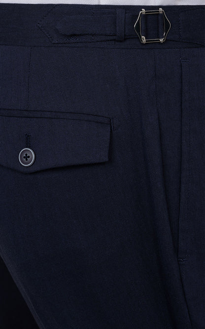 Custom Navy Flannel Pants Detail - Premium Fabric