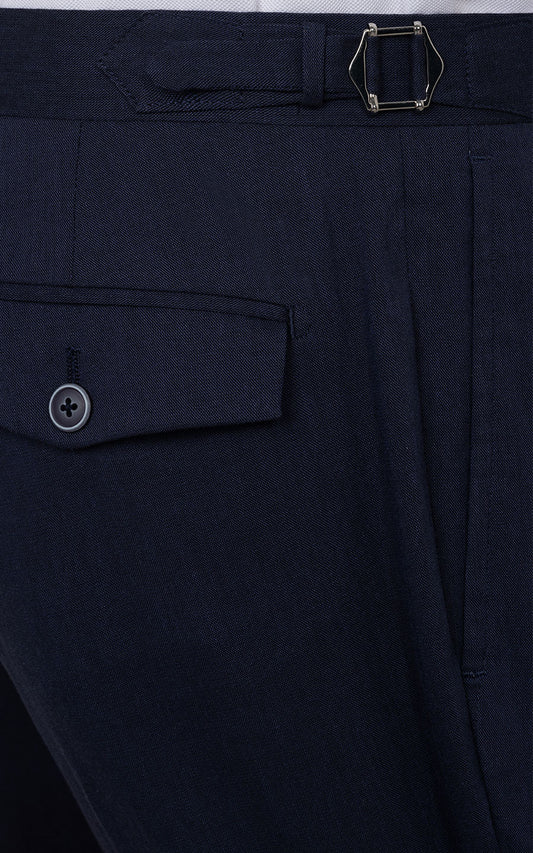 Custom Navy Flannel Pants Detail - Premium Fabric