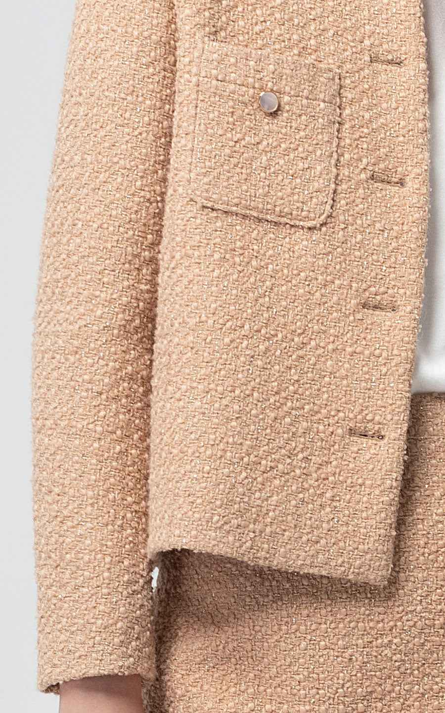 Elegant Beige Tweed Suit Set - Jacket & Skirt