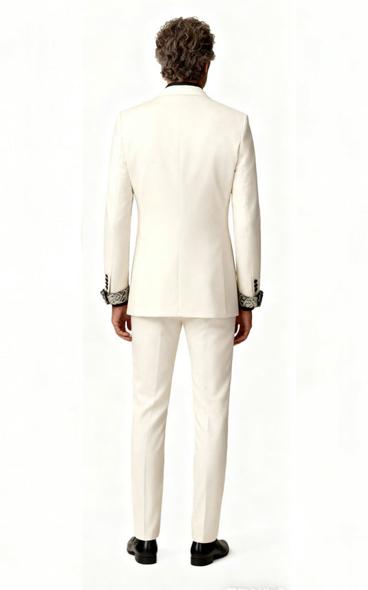 Men's White Tuxedo Suit - Wedding Formal Custom Tailored
