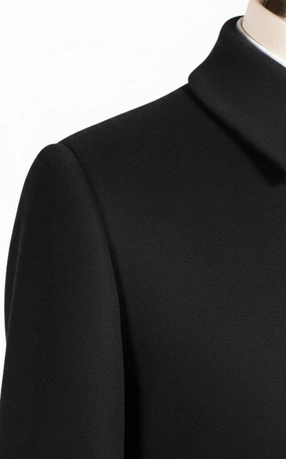 Black custom casual men's wool business coat