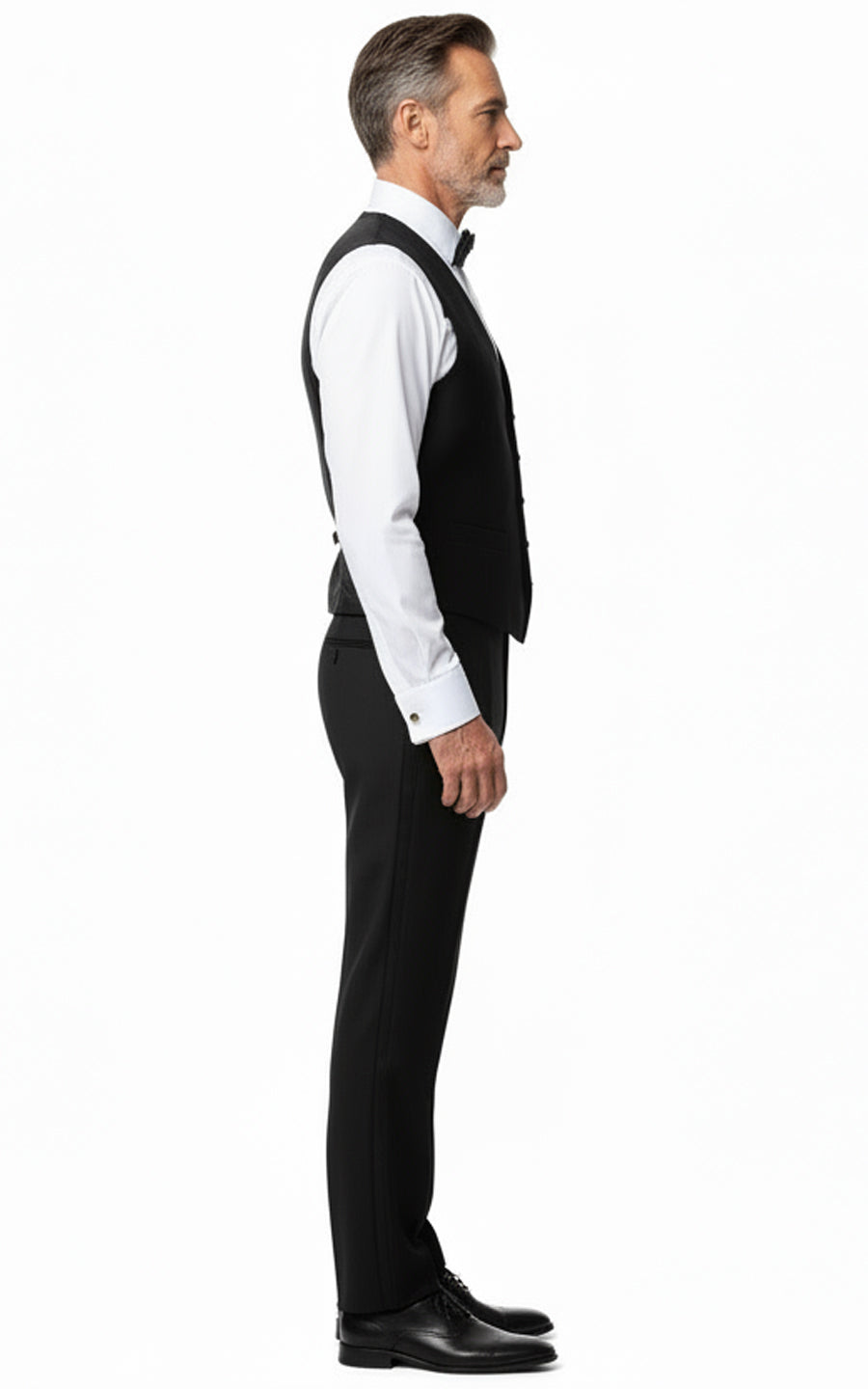Tailored Black Satin Men Custom Vest Fit Wedding Formal Set