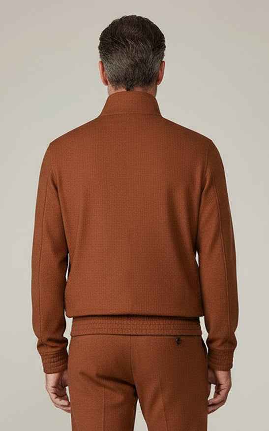 Men's Custom Reddish Brown Stand Collar Casual Jacket