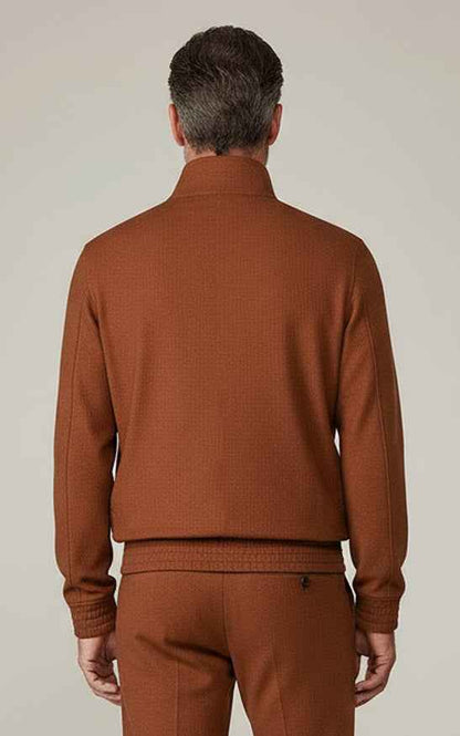 Men's Custom Reddish Brown Stand Collar Casual Jacket