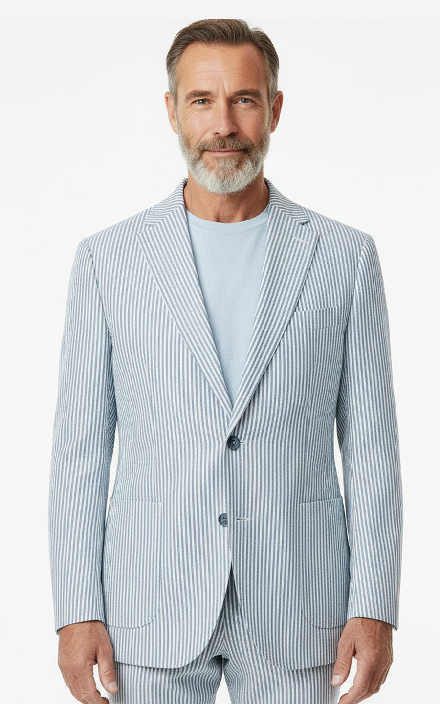 Mens Custom Seersucker Suit Light Blue Summer Wedding