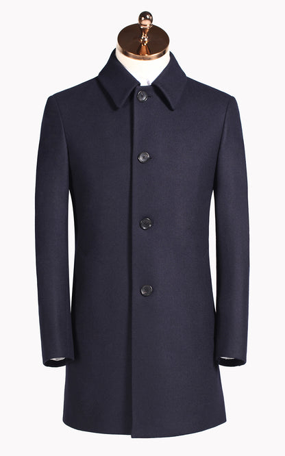 Mens Overcoat Navy Blue Tailored Business Formal