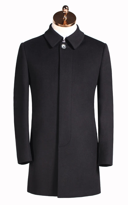 Black custom casual men's wool business coat