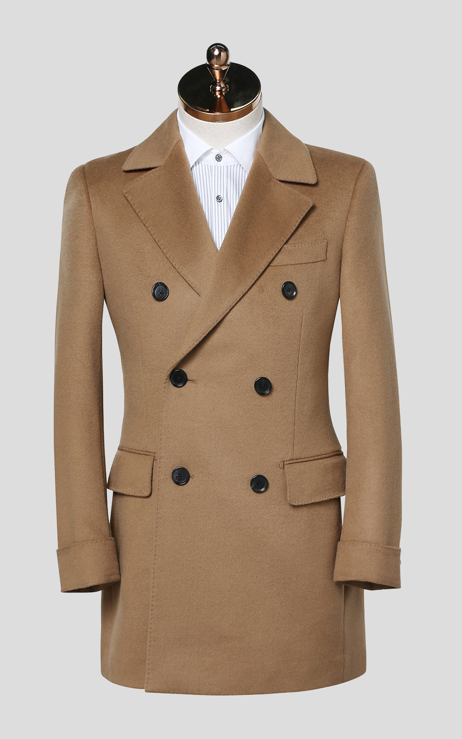 Custom Double-Breasted Camel Hair and Men's Wool Winter Coat