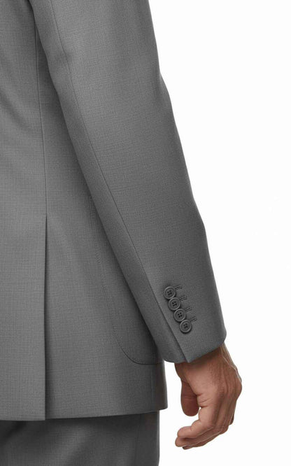 Custom grey embroidered men's stand-up collar wedding suit coat